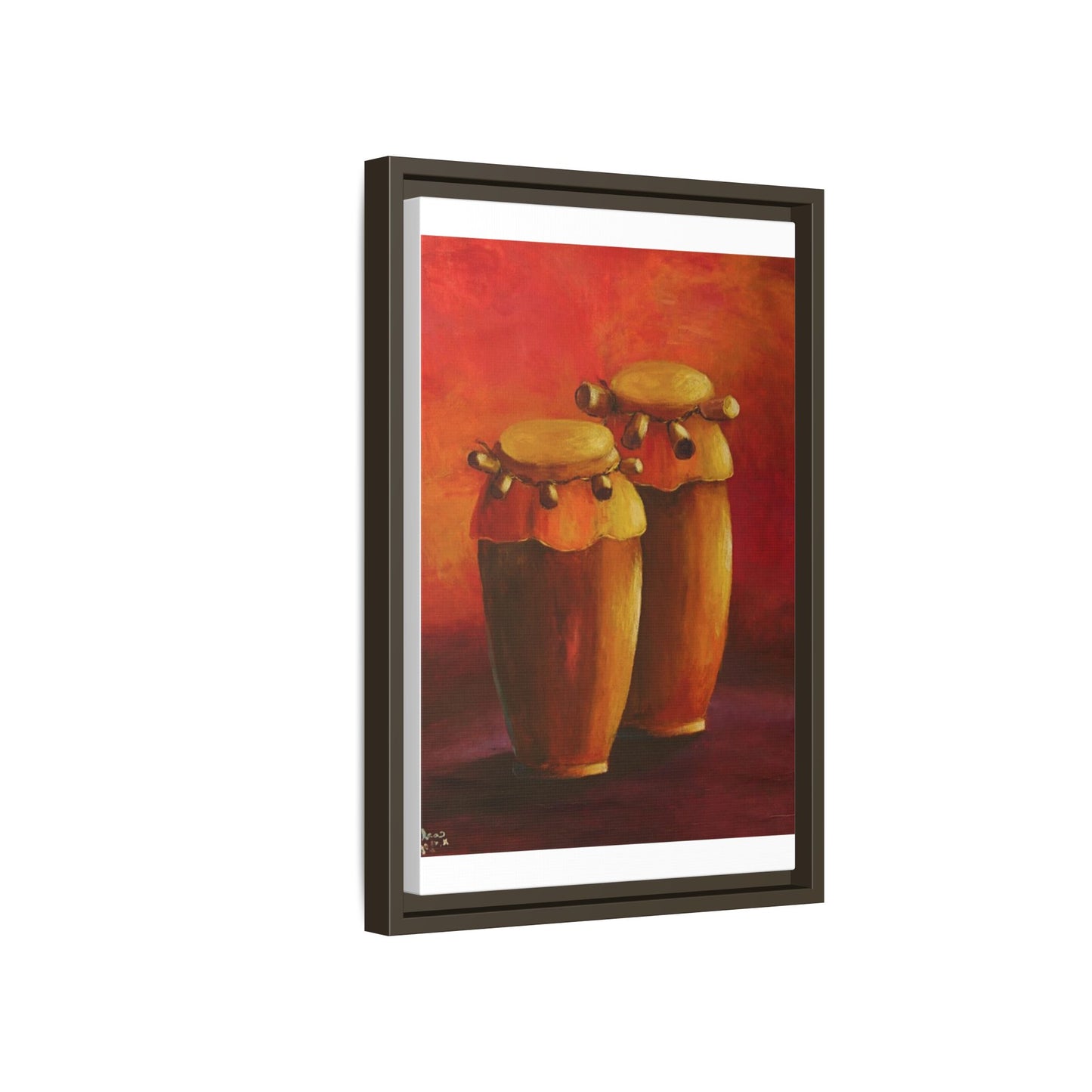 Canvas Wall Art - Haiti Cultural Drum, Matte Canvas, Framed