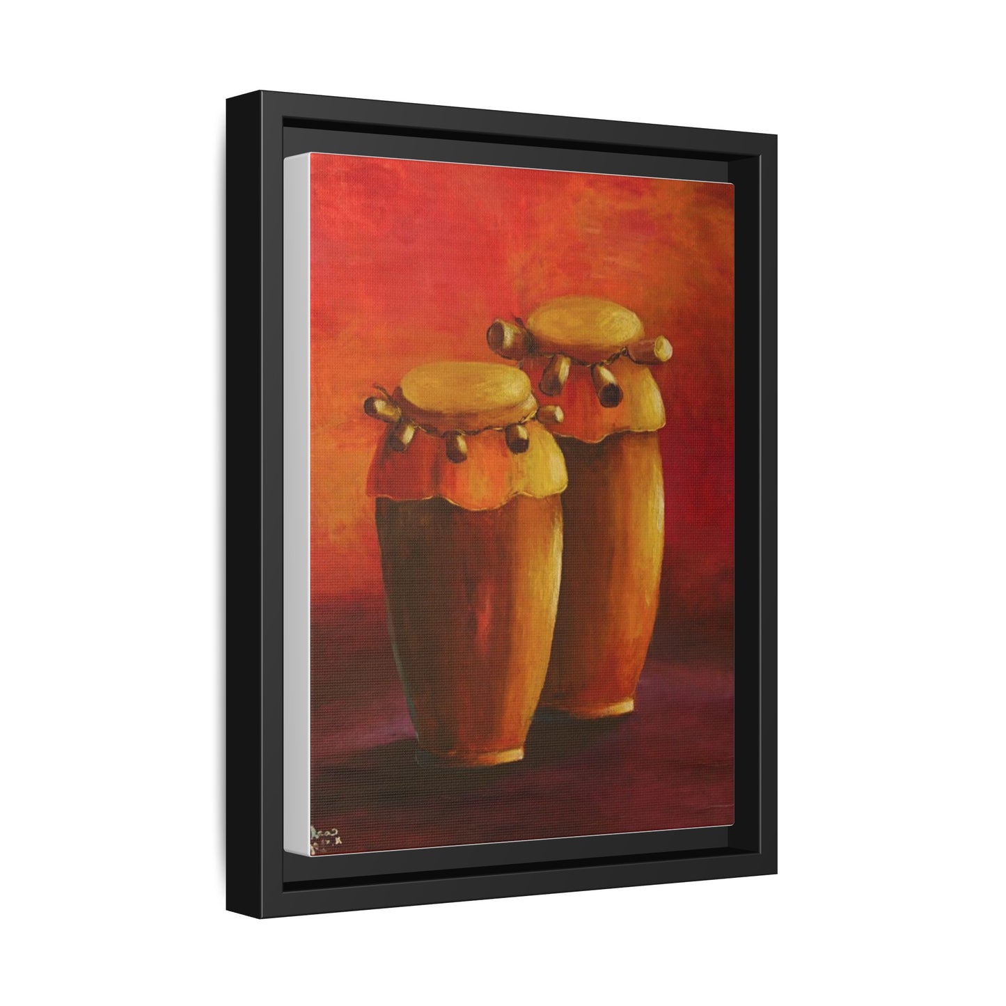 Canvas Wall Art - Haiti Cultural Drum, Matte Canvas, Framed