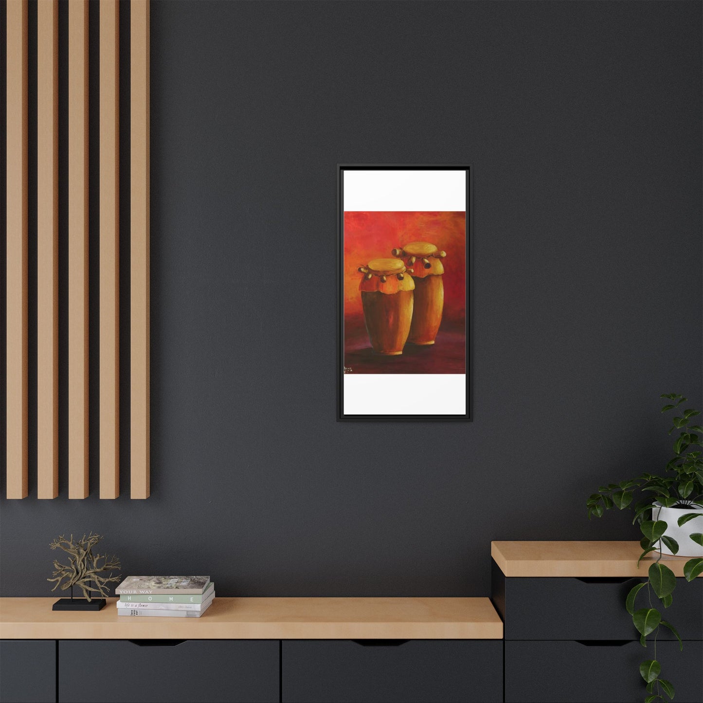 Canvas Wall Art - Haiti Cultural Drum, Matte Canvas, Framed