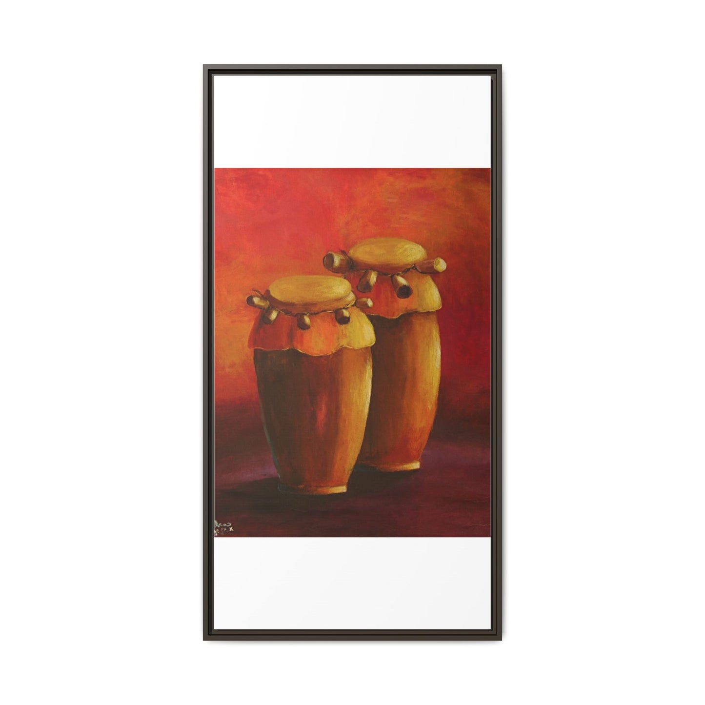 Canvas Wall Art - Haiti Cultural Drum, Matte Canvas, Framed