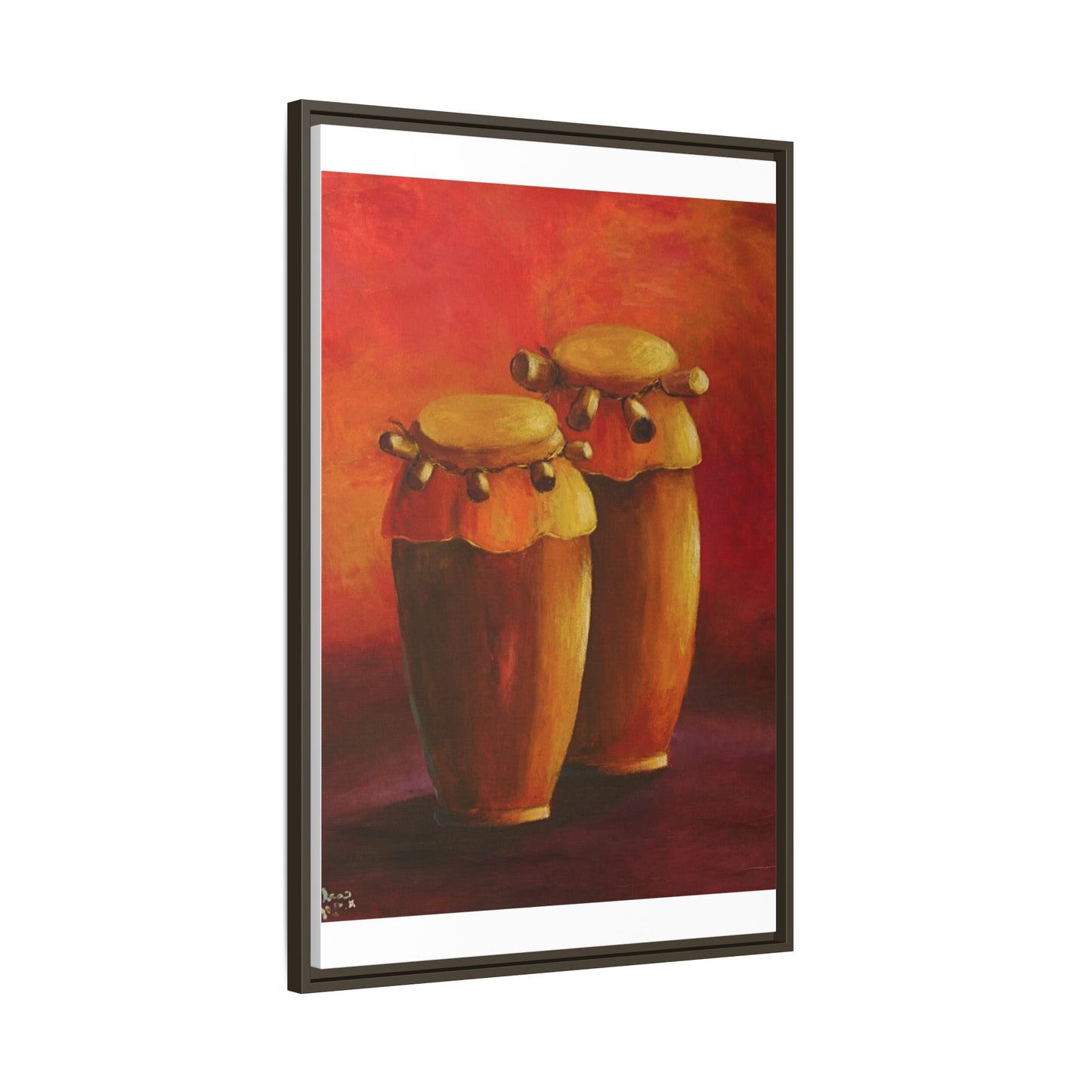 Canvas Wall Art - Haiti Cultural Drum, Matte Canvas, Framed