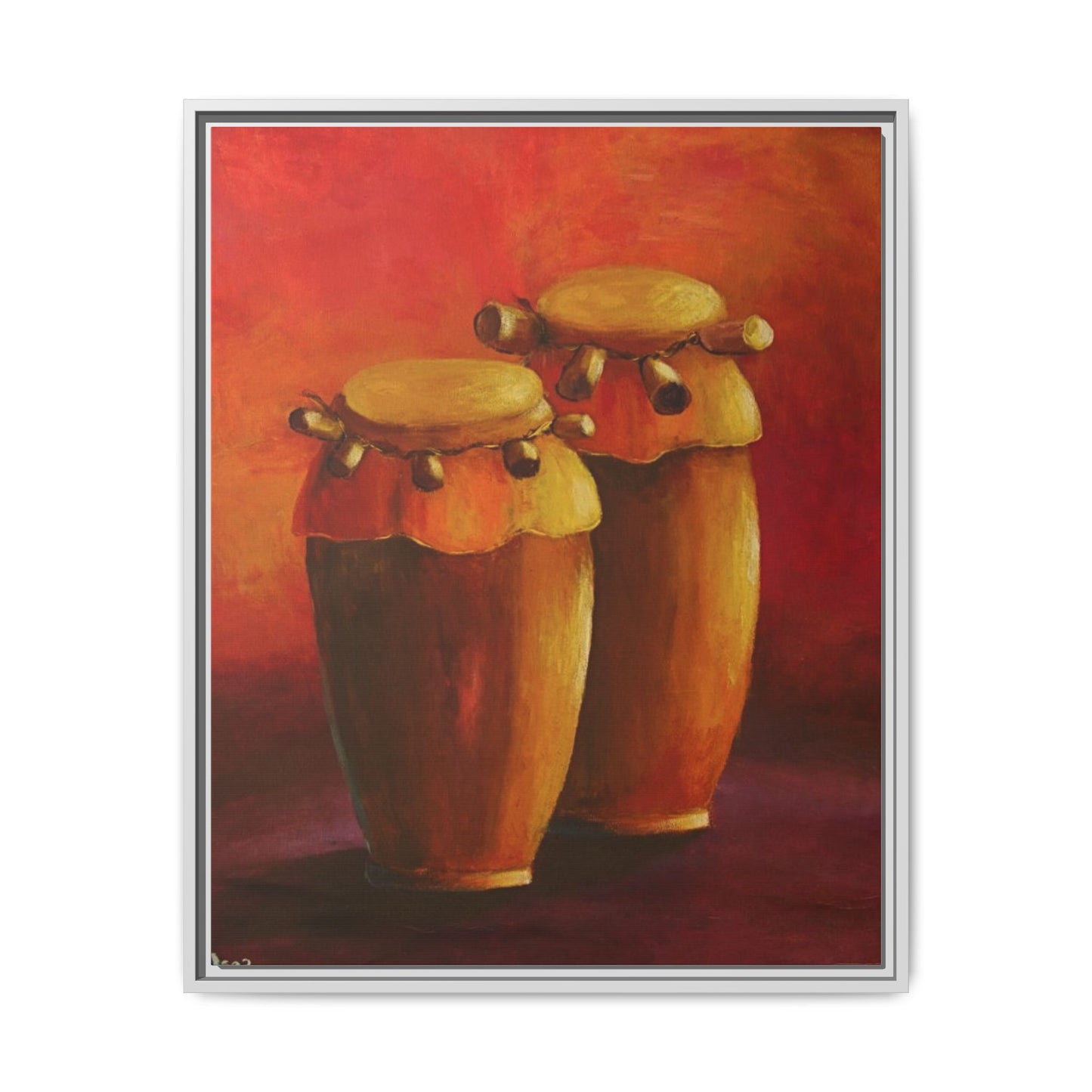 Canvas Wall Art - Haiti Cultural Drum, Matte Canvas, Framed