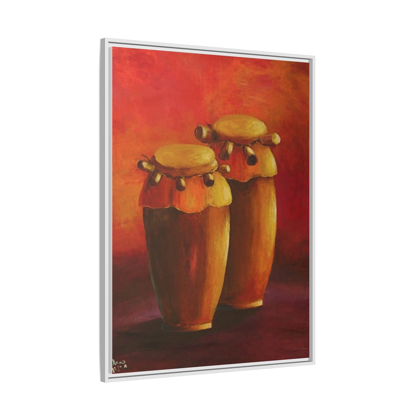 Canvas Wall Art - Haiti Cultural Drum, Matte Canvas, Framed