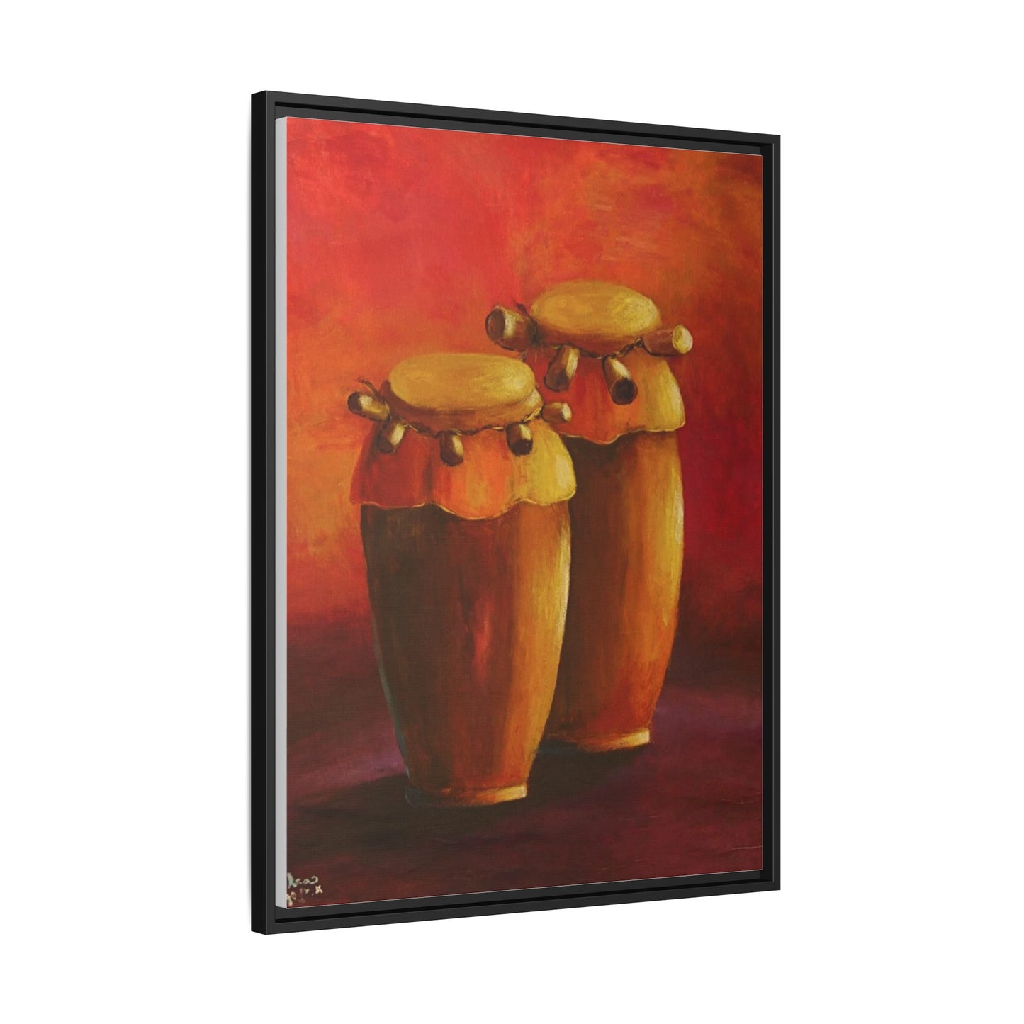 Canvas Wall Art - Haiti Cultural Drum, Matte Canvas, Framed