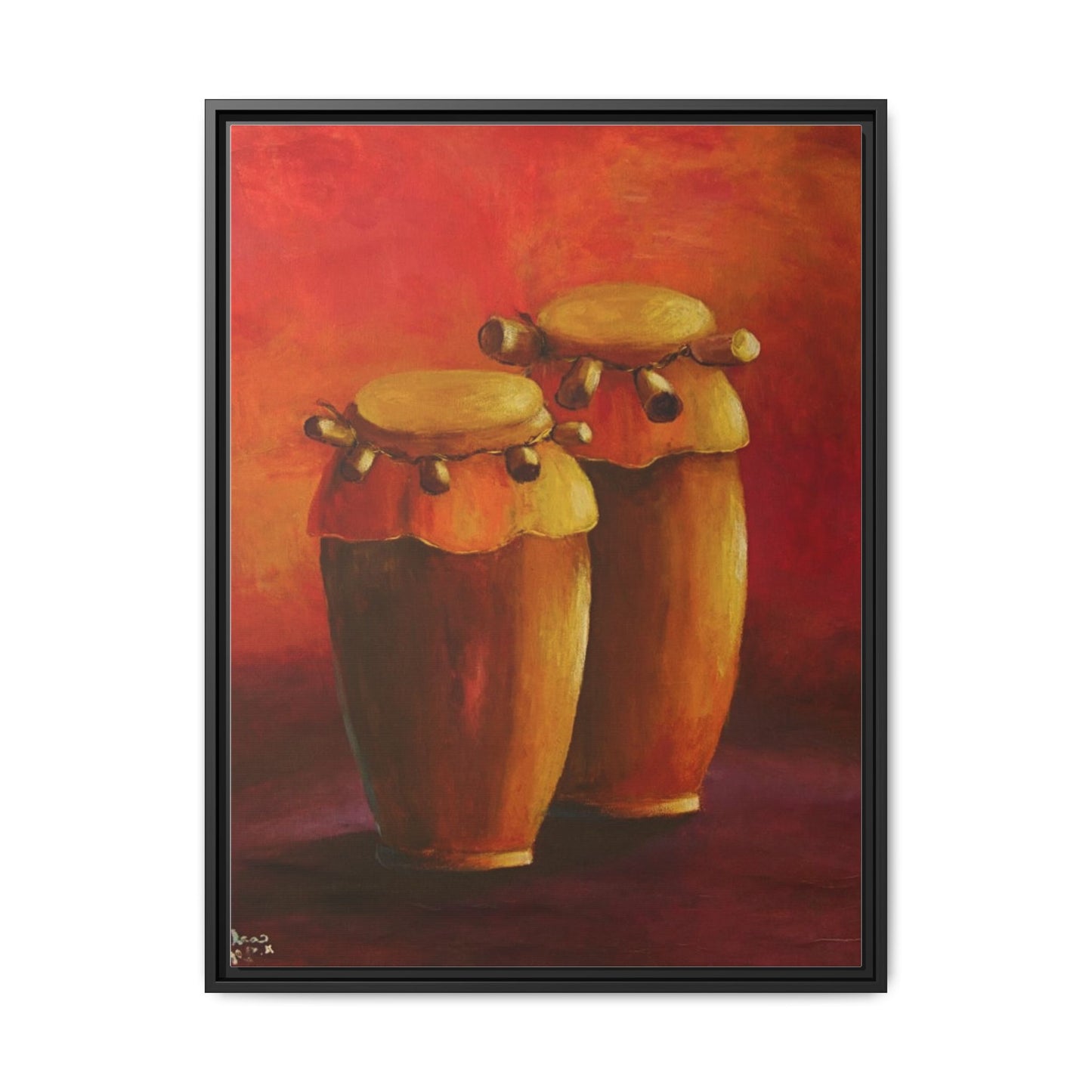 Canvas Wall Art - Haiti Cultural Drum, Matte Canvas, Framed