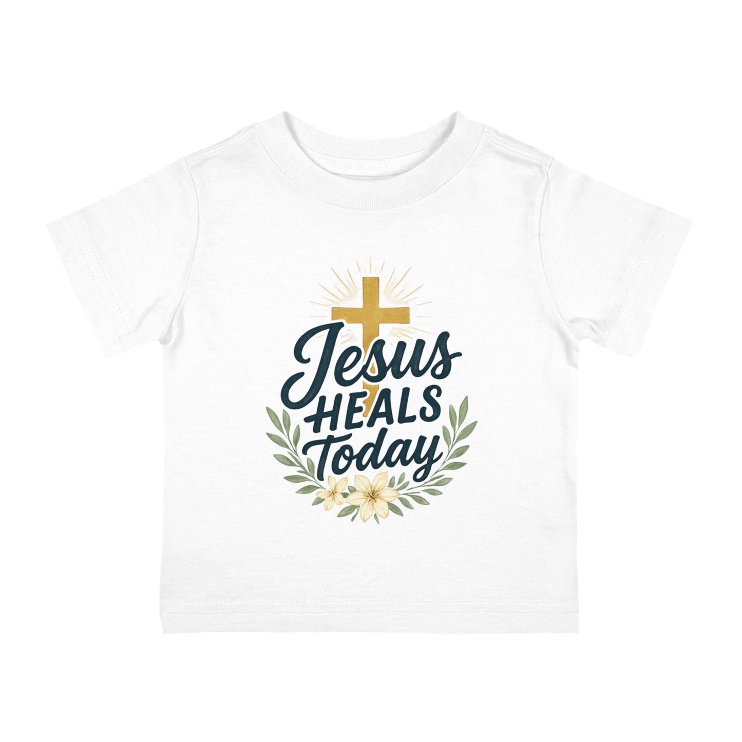 Infant Christian T-Shirt - Jesus Heals Today Design, Baby Baptism Gift, Religious Tees for Kids, Toddler Faith Shirt, Cute Infant Tee