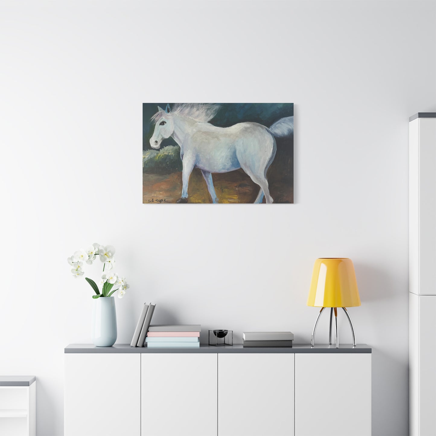 Canvas Art Print - White Horse