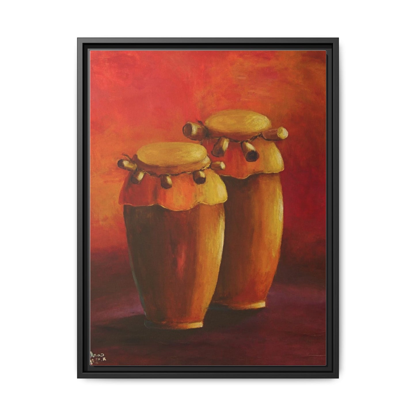 Canvas Wall Art - Haiti Cultural Drum, Matte Canvas, Framed