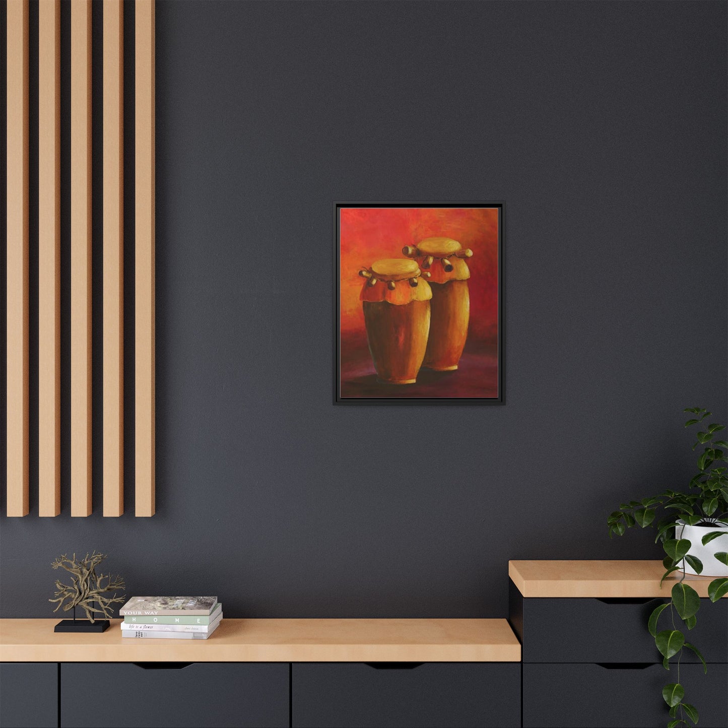 Canvas Wall Art - Haiti Cultural Drum, Matte Canvas, Framed