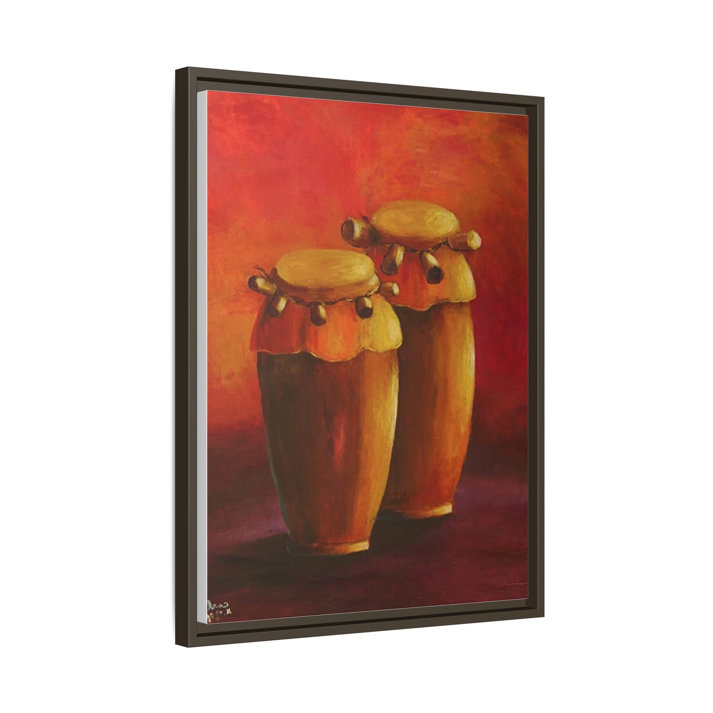 Canvas Wall Art - Haiti Cultural Drum, Matte Canvas, Framed