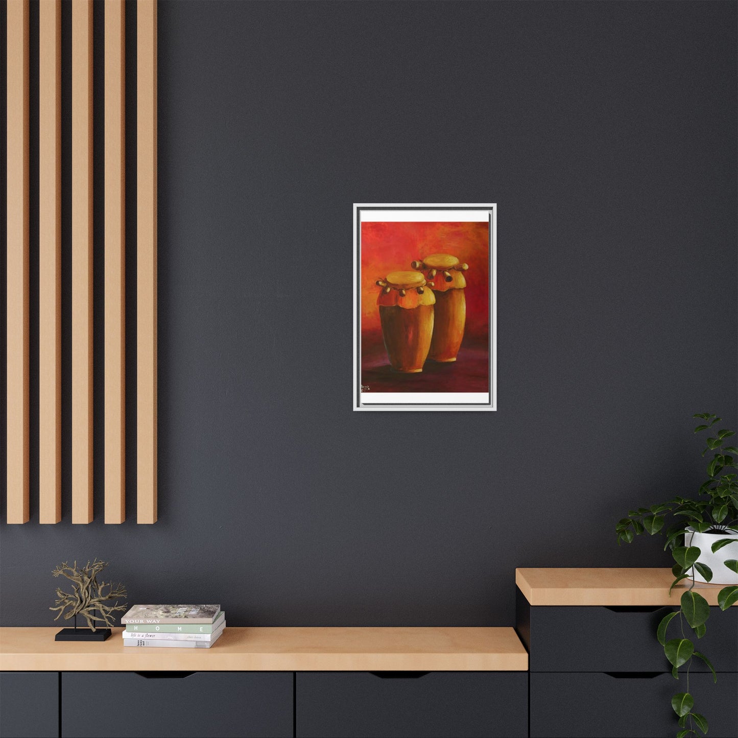 Canvas Wall Art - Haiti Cultural Drum, Matte Canvas, Framed