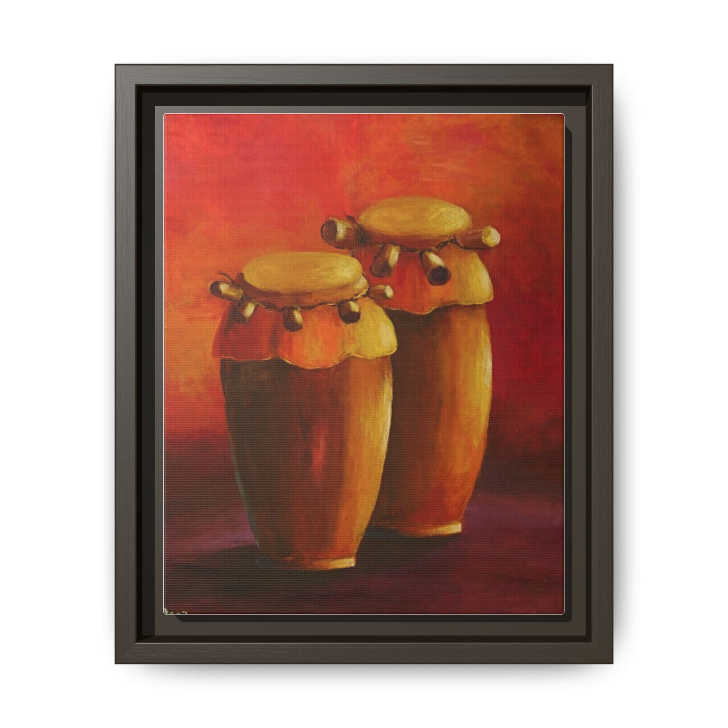 Canvas Wall Art - Haiti Cultural Drum, Matte Canvas, Framed