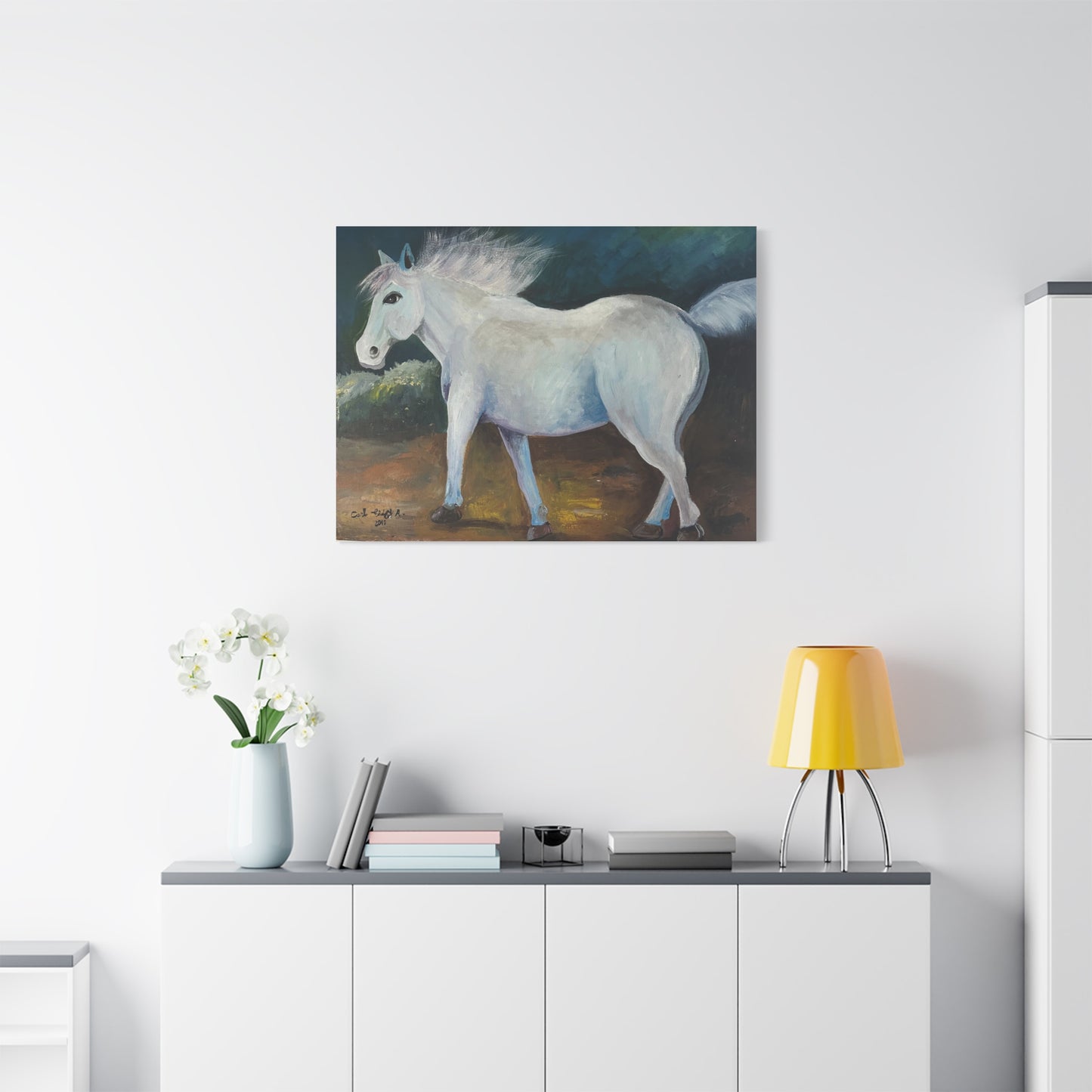 Canvas Art Print - White Horse