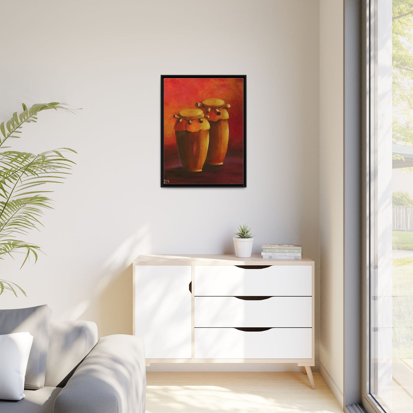 Canvas Wall Art - Haiti Cultural Drum, Matte Canvas, Framed