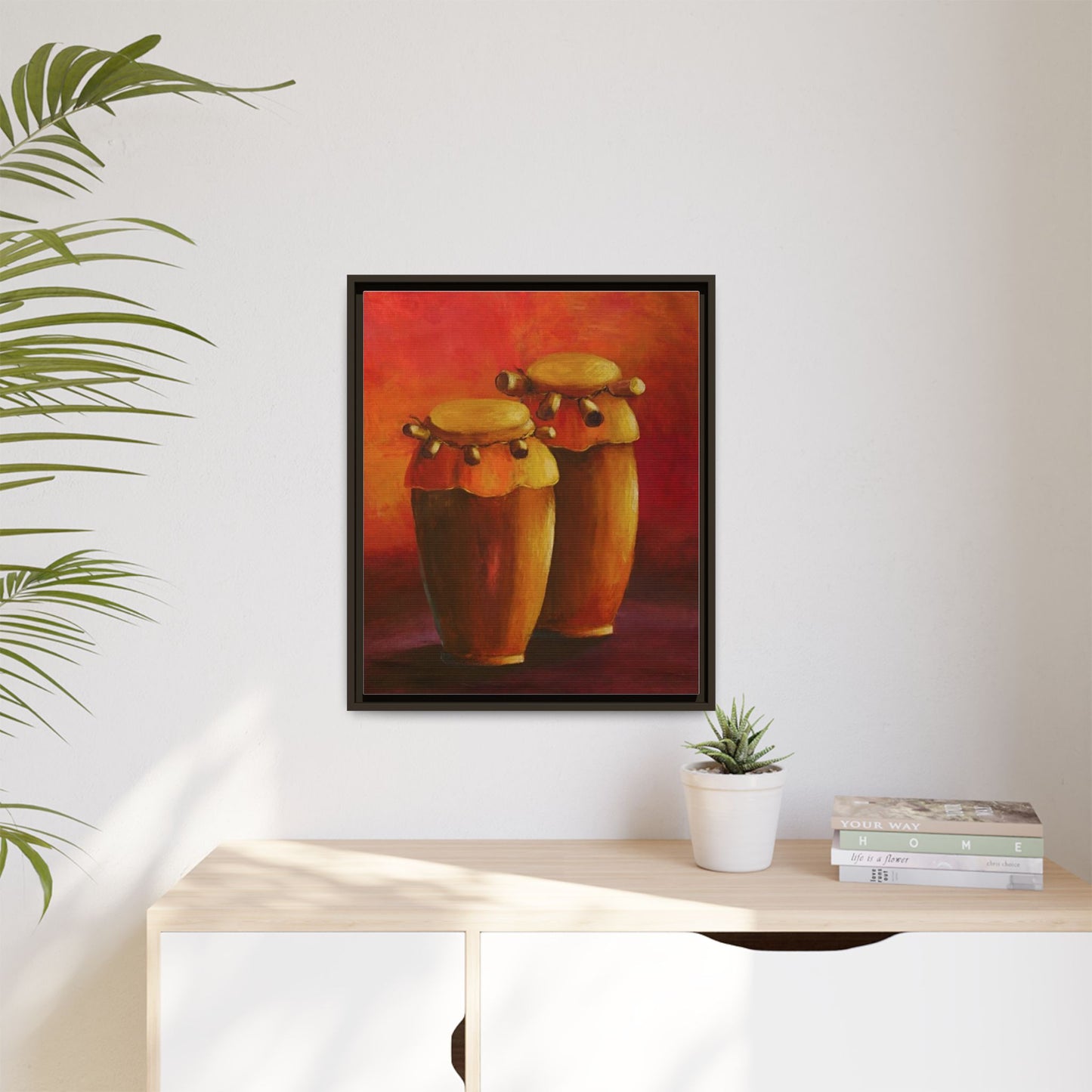 Canvas Wall Art - Haiti Cultural Drum, Matte Canvas, Framed