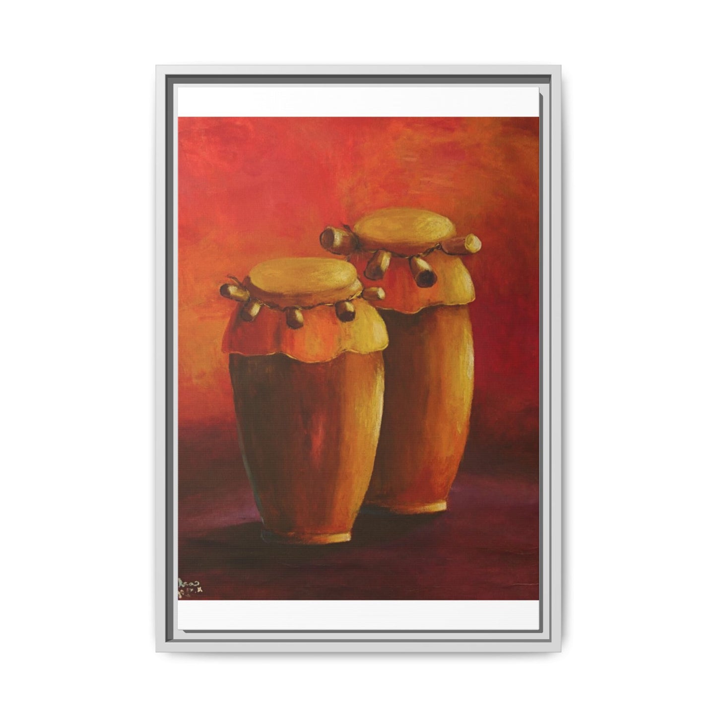 Canvas Wall Art - Haiti Cultural Drum, Matte Canvas, Framed