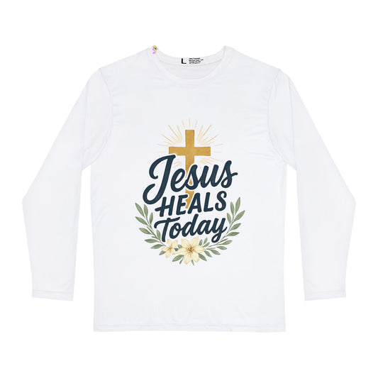 Men's Long Sleeve Christian Shirt, Faith Shirt, Inspirational Apparel, Jesus Heals Today Tee, Religious Gift