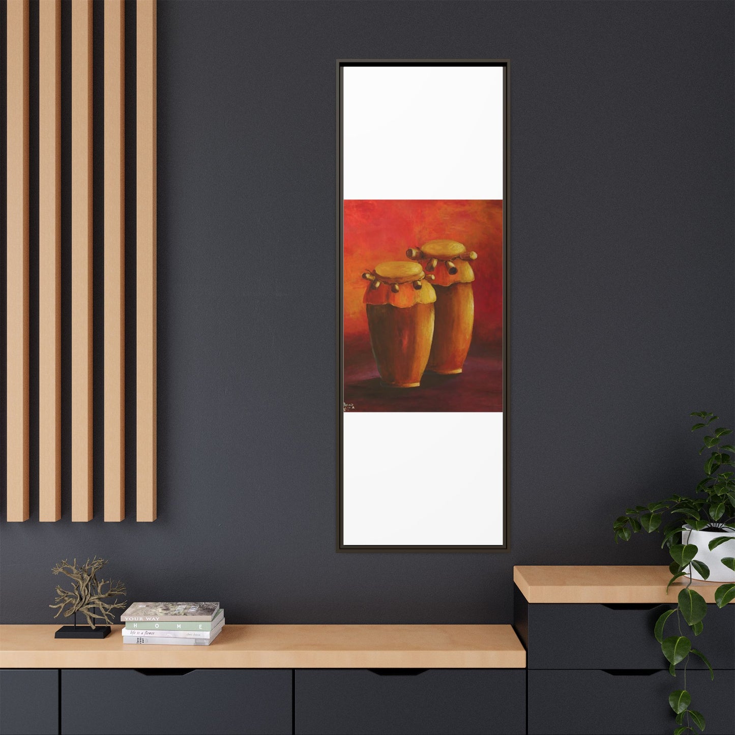 Canvas Wall Art - Haiti Cultural Drum, Matte Canvas, Framed