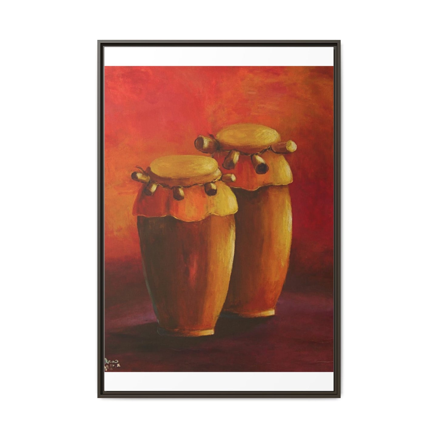 Canvas Wall Art - Haiti Cultural Drum, Matte Canvas, Framed