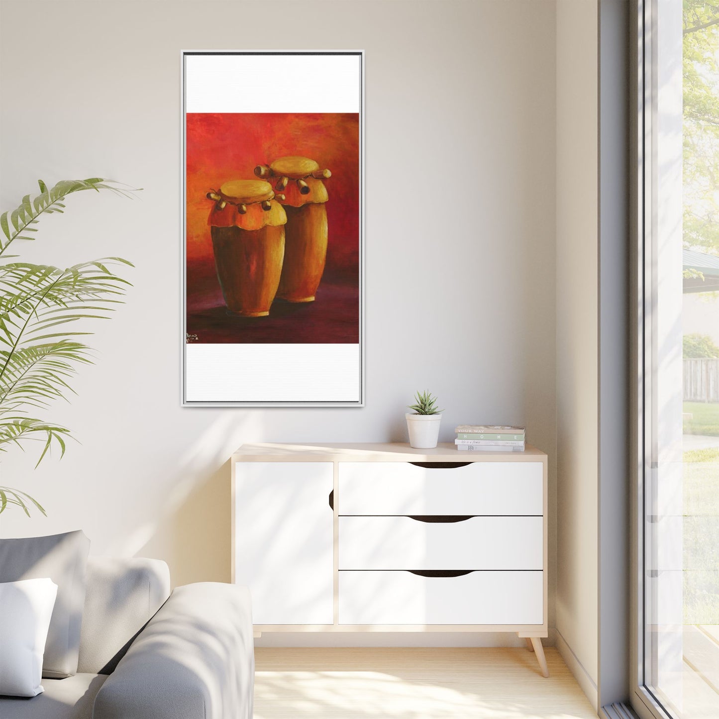 Canvas Wall Art - Haiti Cultural Drum, Matte Canvas, Framed