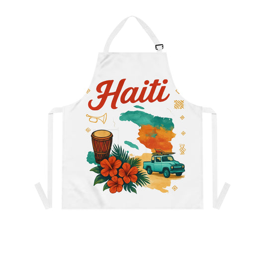 Haiti-Inspired Apron, Colorful Chef Apron, Unique Cooking Gift, Tropical Foodie Accessory, Culinary Artwear, Vibrant Kitchen Fashion