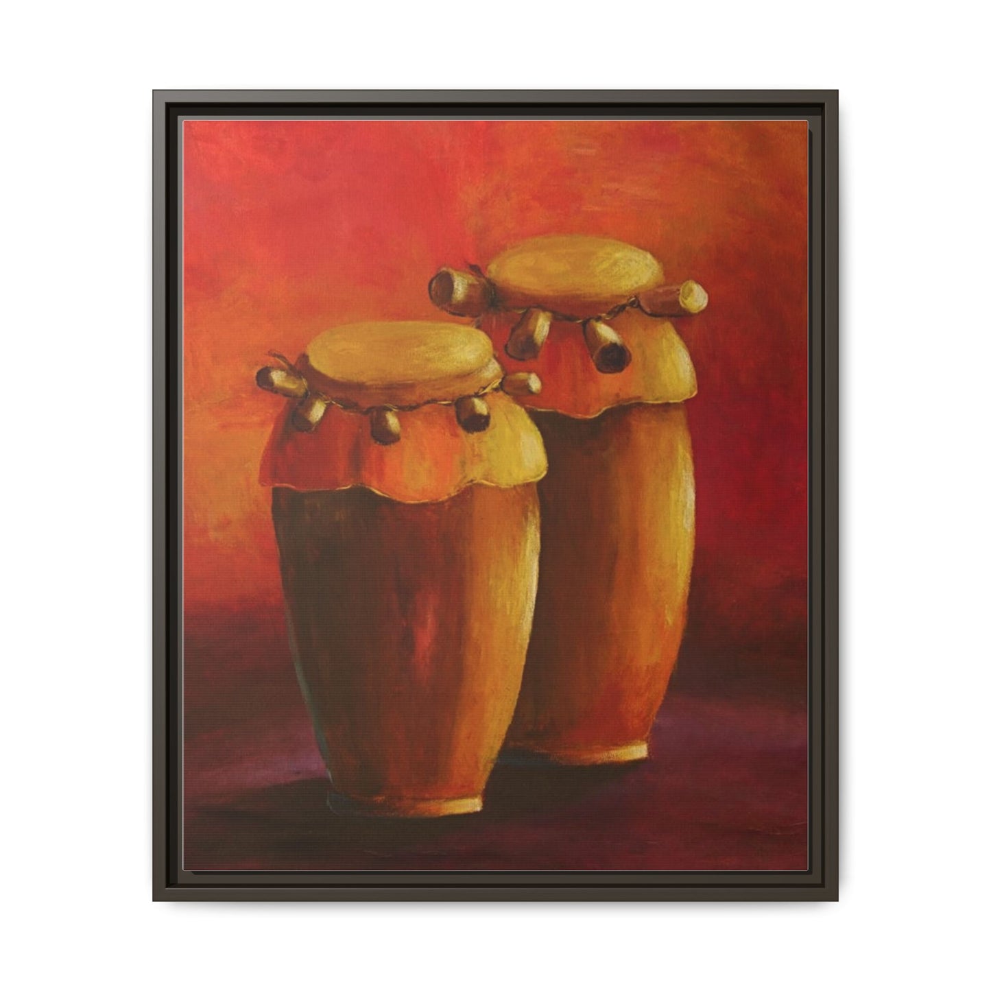 Canvas Wall Art - Haiti Cultural Drum, Matte Canvas, Framed