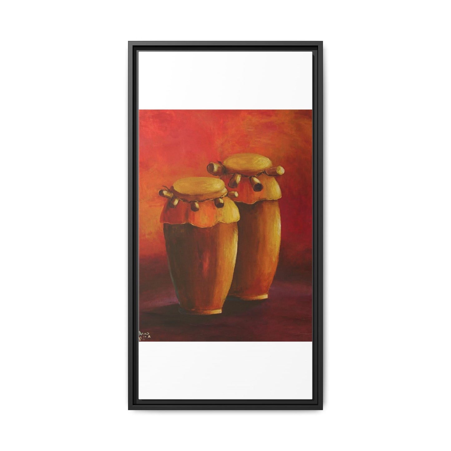 Canvas Wall Art - Haiti Cultural Drum, Matte Canvas, Framed