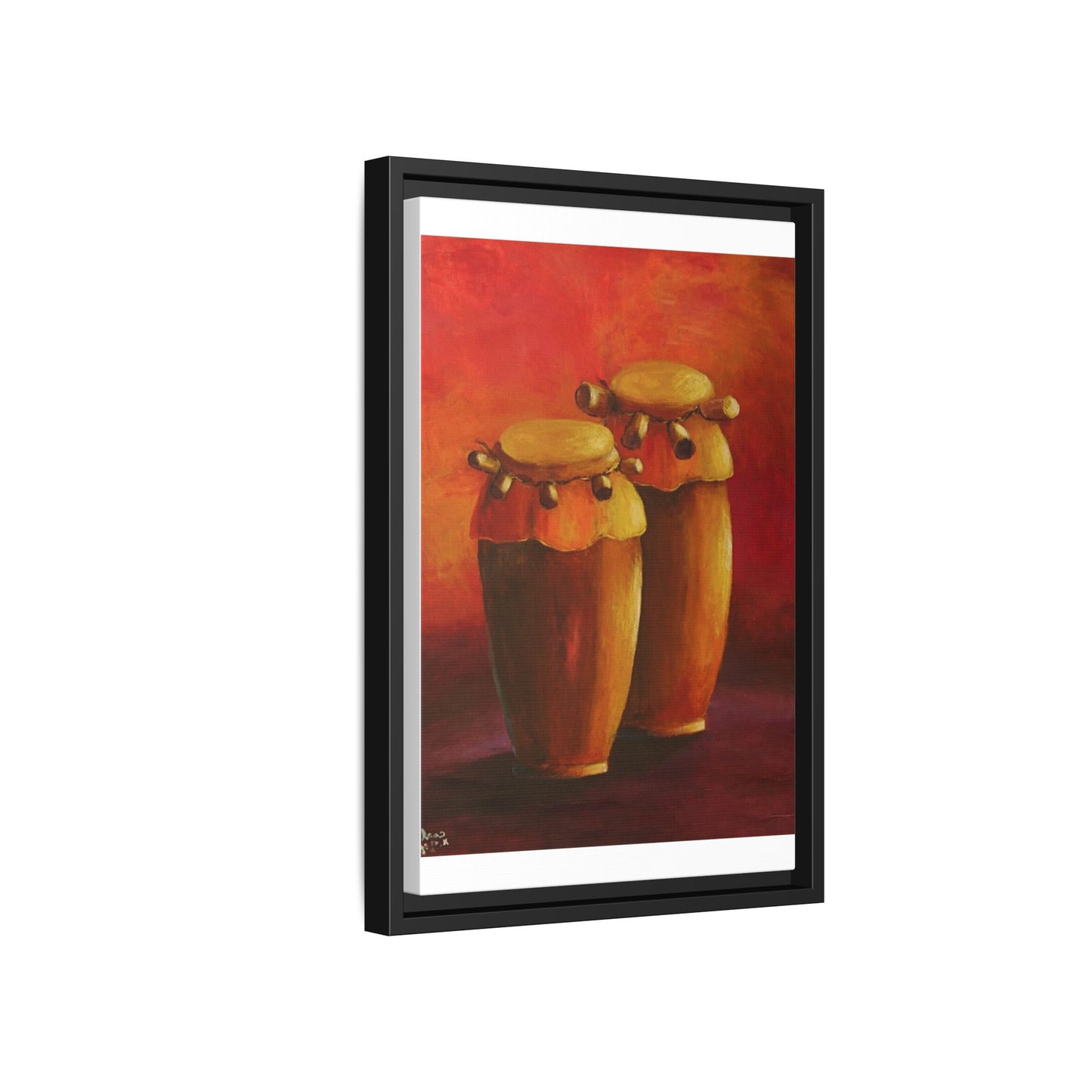 Canvas Wall Art - Haiti Cultural Drum, Matte Canvas, Framed