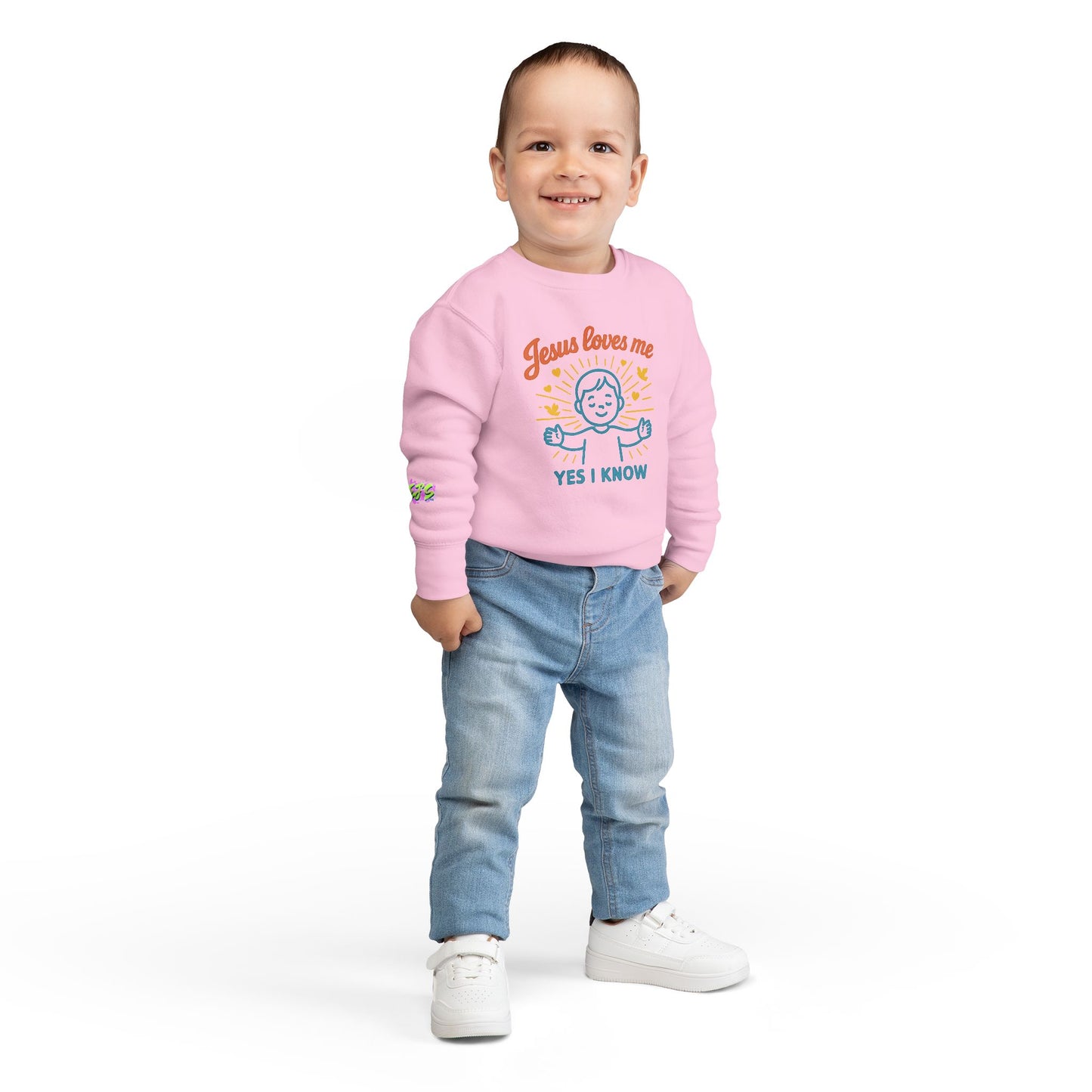 Toddler Sweatshirt - Jesus Loves Me, Cute Kids' Crewneck, Faith-Inspired Apparel, Perfect for Church and Gifts
