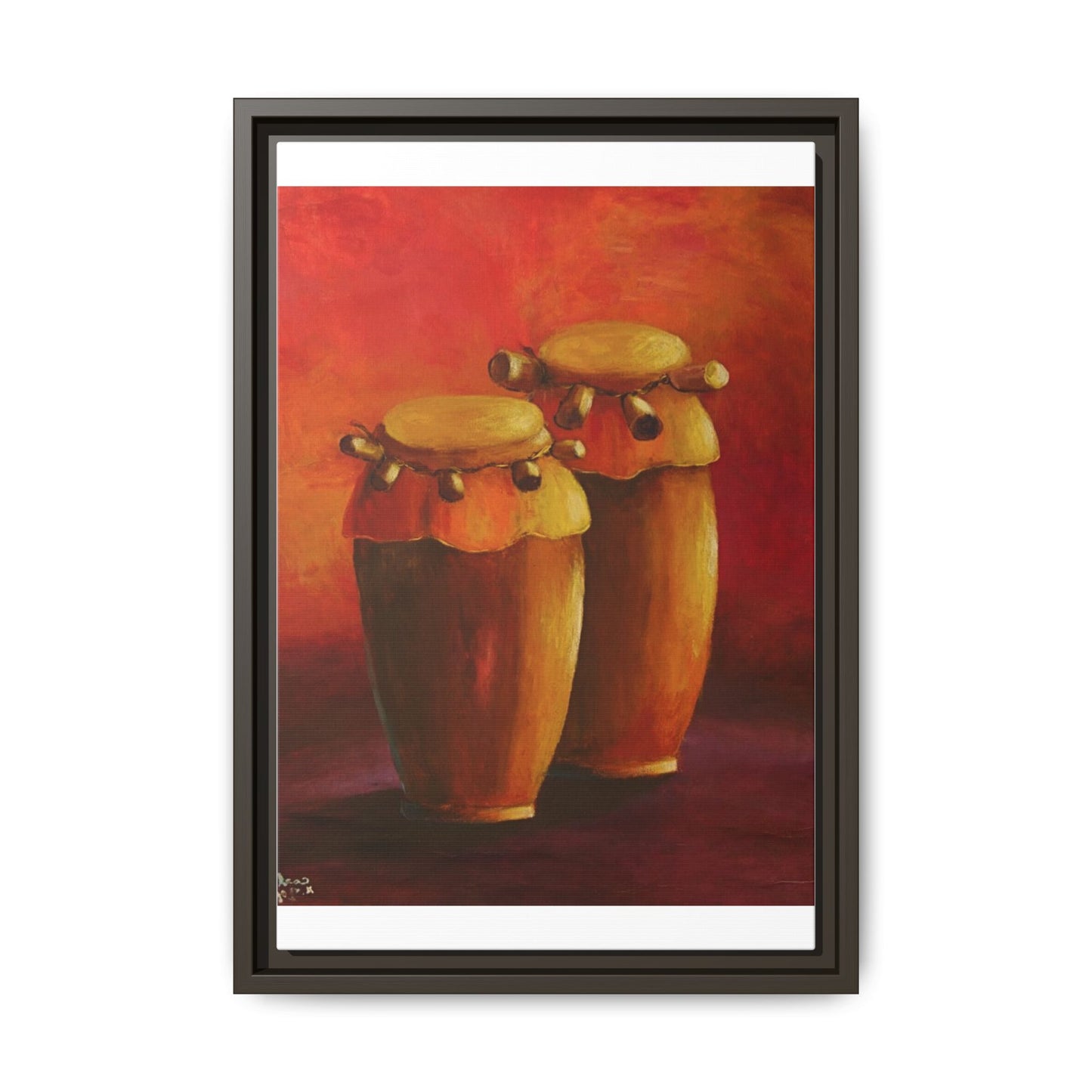 Canvas Wall Art - Haiti Cultural Drum, Matte Canvas, Framed