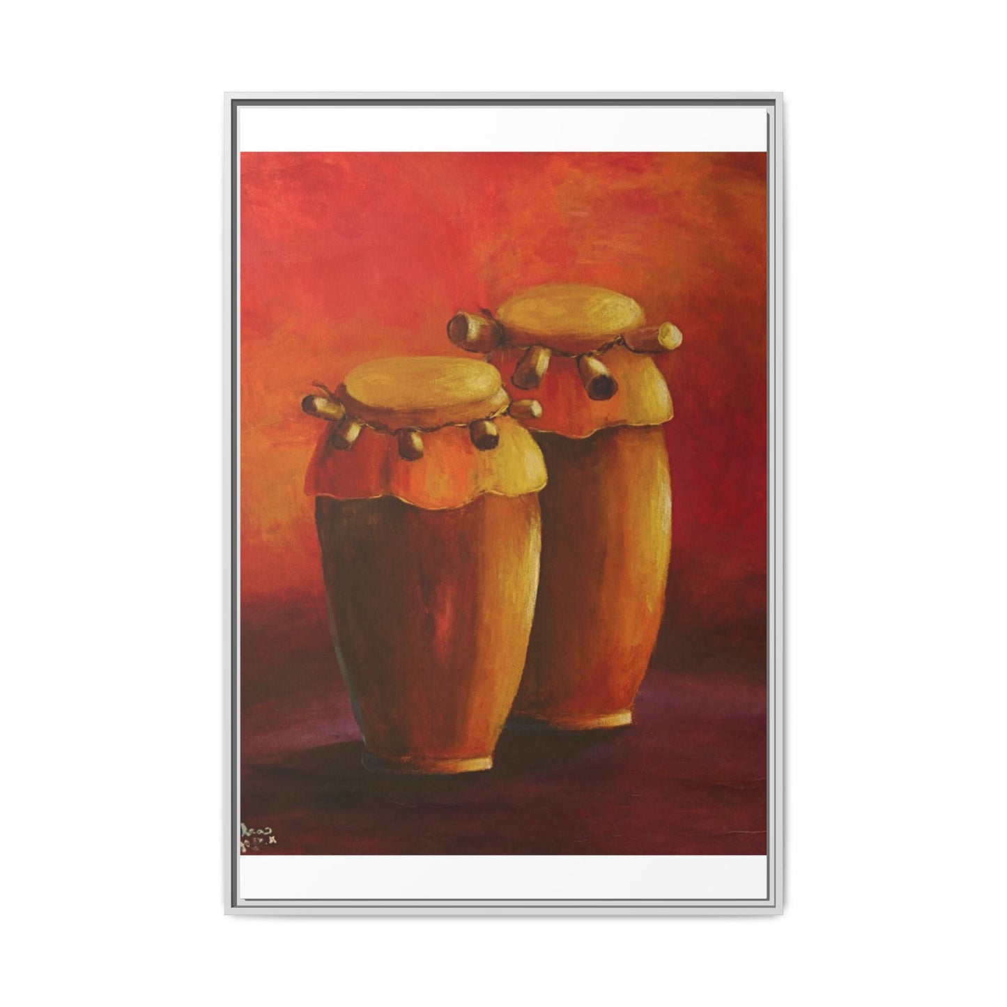 Canvas Wall Art - Haiti Cultural Drum, Matte Canvas, Framed