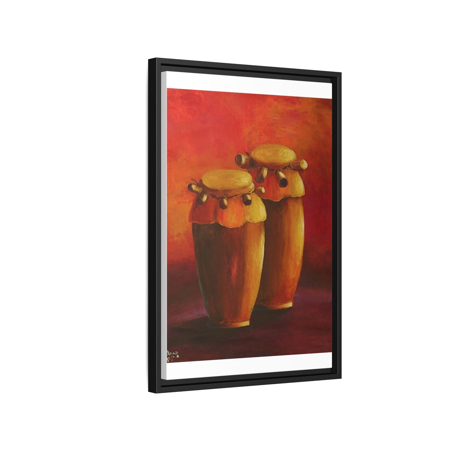 Canvas Wall Art - Haiti Cultural Drum, Matte Canvas, Framed