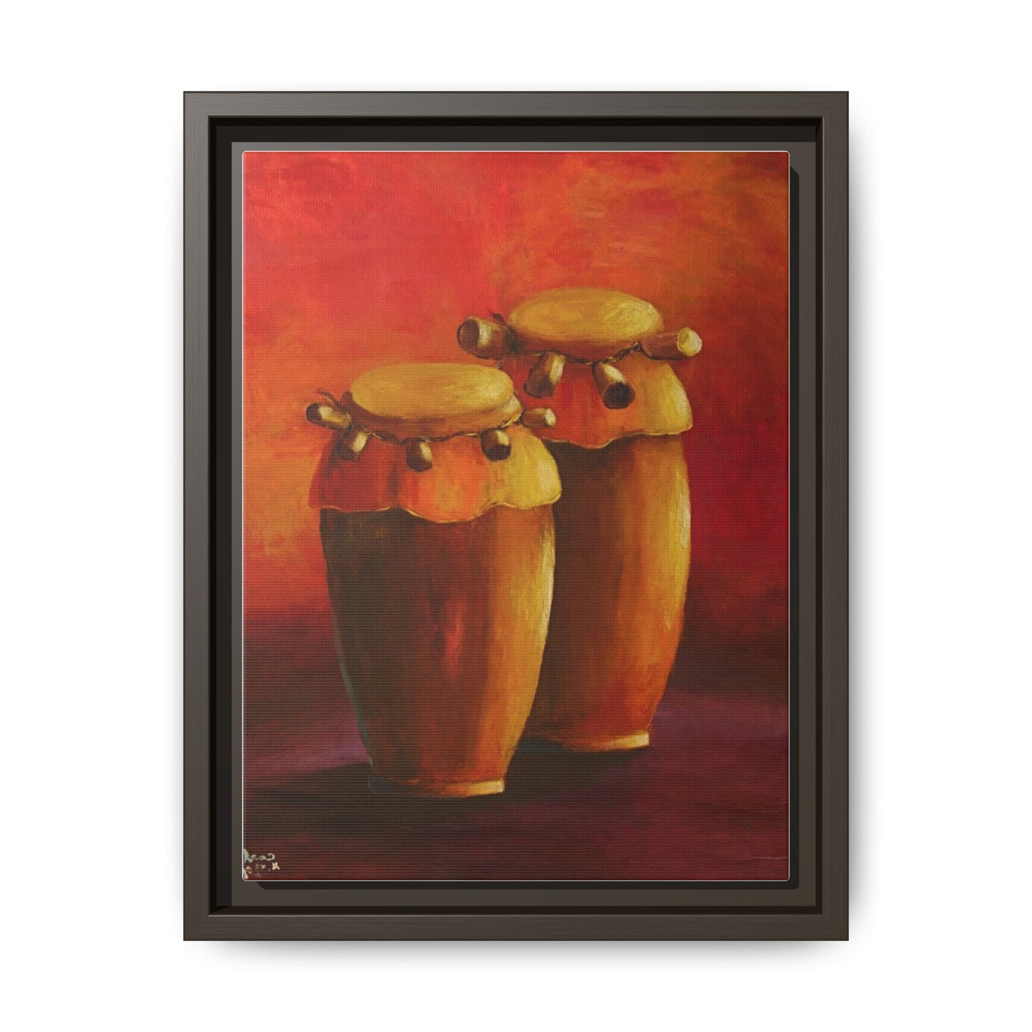 Canvas Wall Art - Haiti Cultural Drum, Matte Canvas, Framed