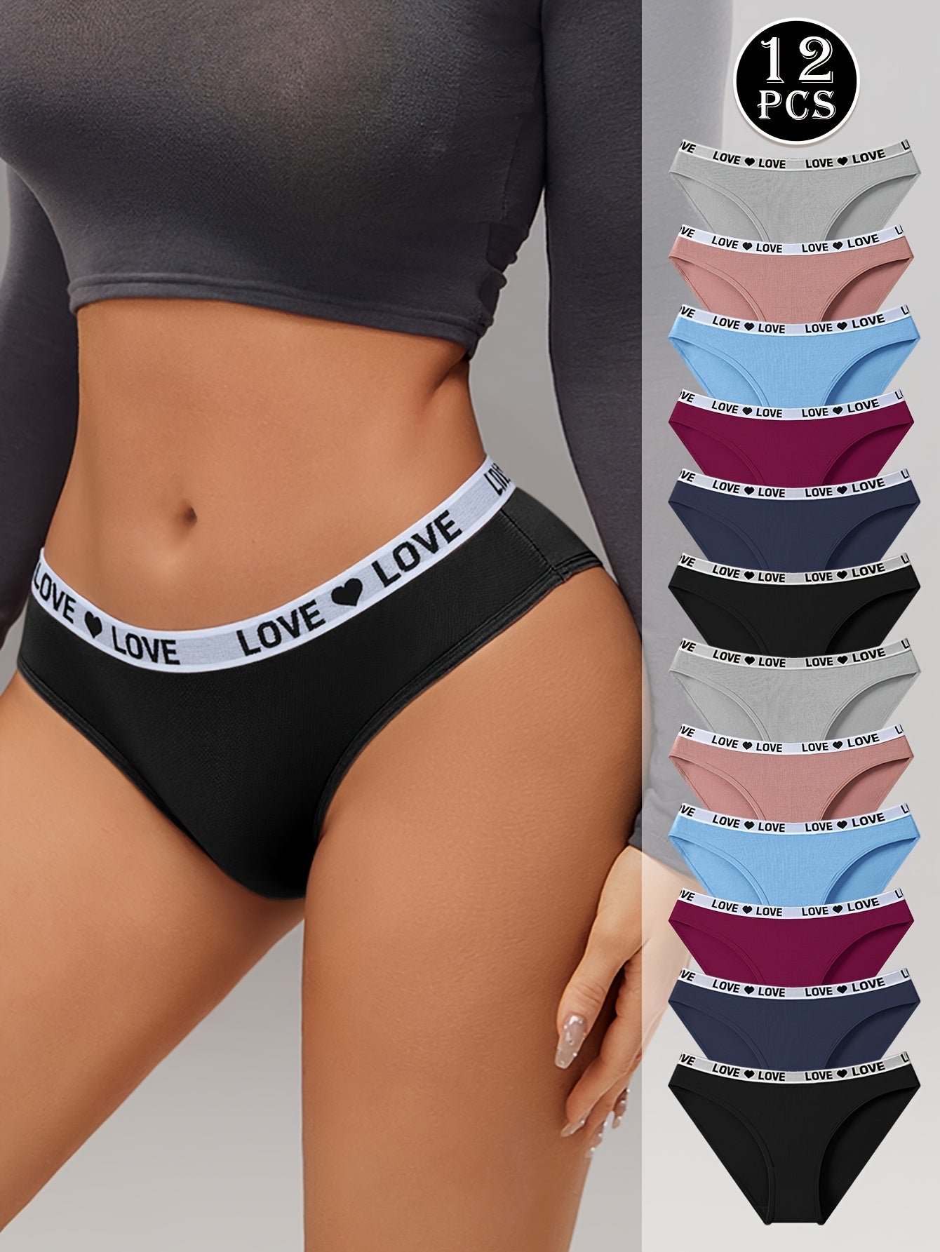 12-Pack Mixed Color Women's Sports Underwear - Soft, Breathable, and Elastic Daily Wear