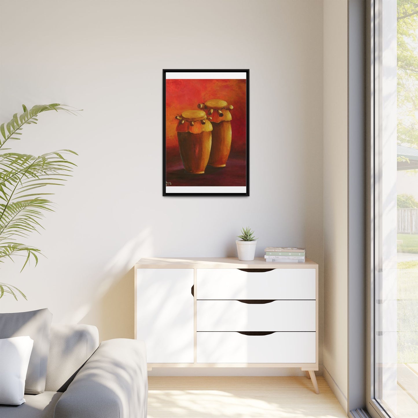 Canvas Wall Art - Haiti Cultural Drum, Matte Canvas, Framed