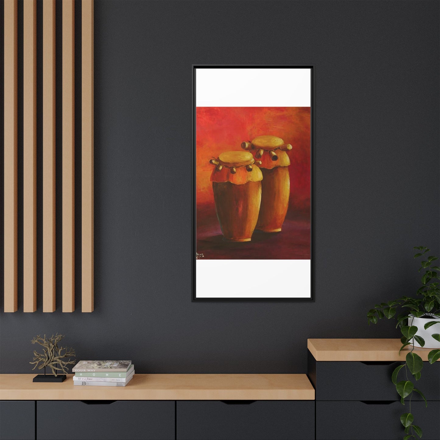 Canvas Wall Art - Haiti Cultural Drum, Matte Canvas, Framed