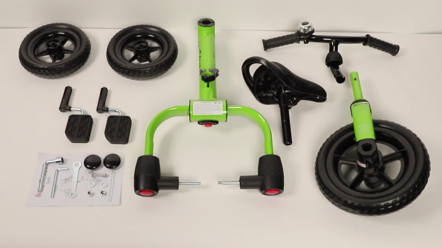 3-in-1 Kids Tricycle & Balance Bike (1-4 Years Old)