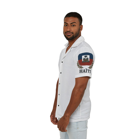 Camp Shirt Haiti Flag Men's Hawaiian Tropical Island Vacation Top