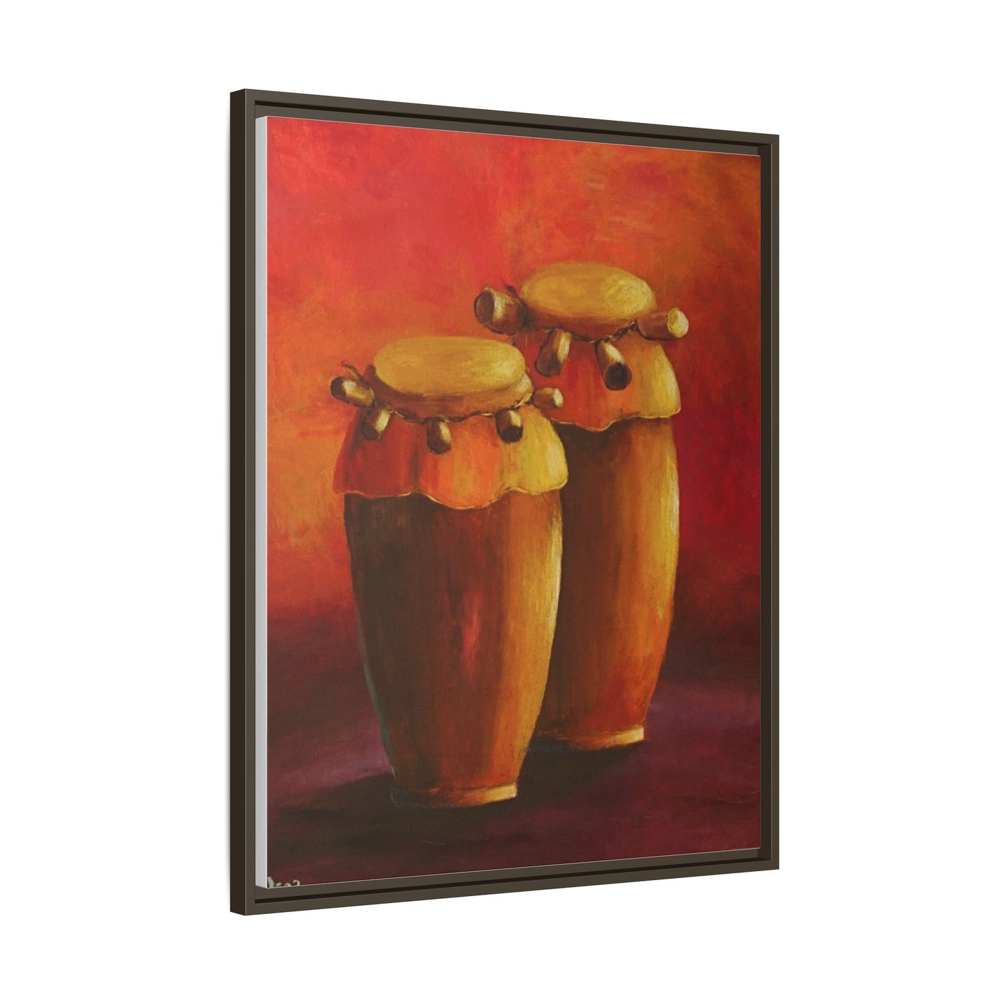 Canvas Wall Art - Haiti Cultural Drum, Matte Canvas, Framed