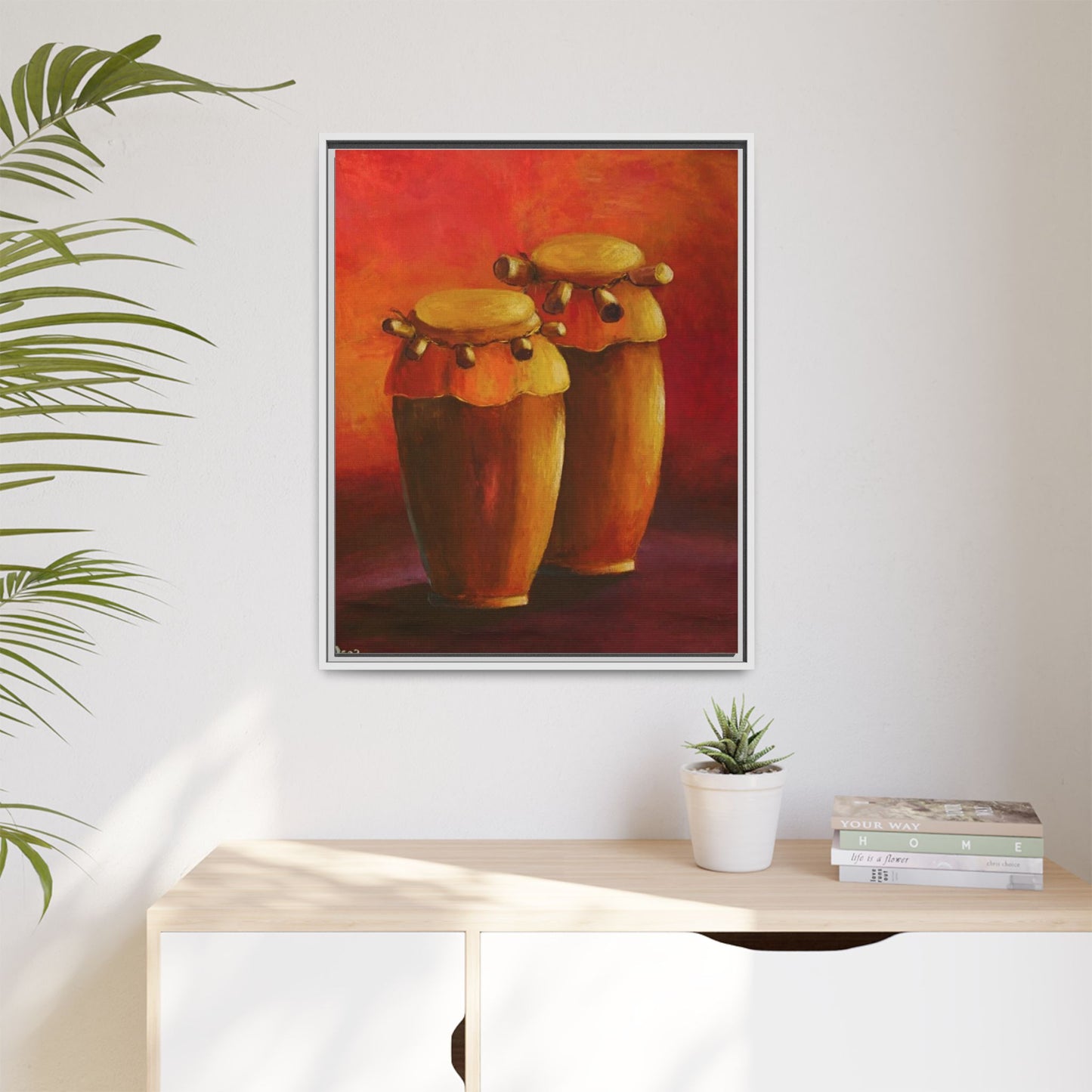 Canvas Wall Art - Haiti Cultural Drum, Matte Canvas, Framed