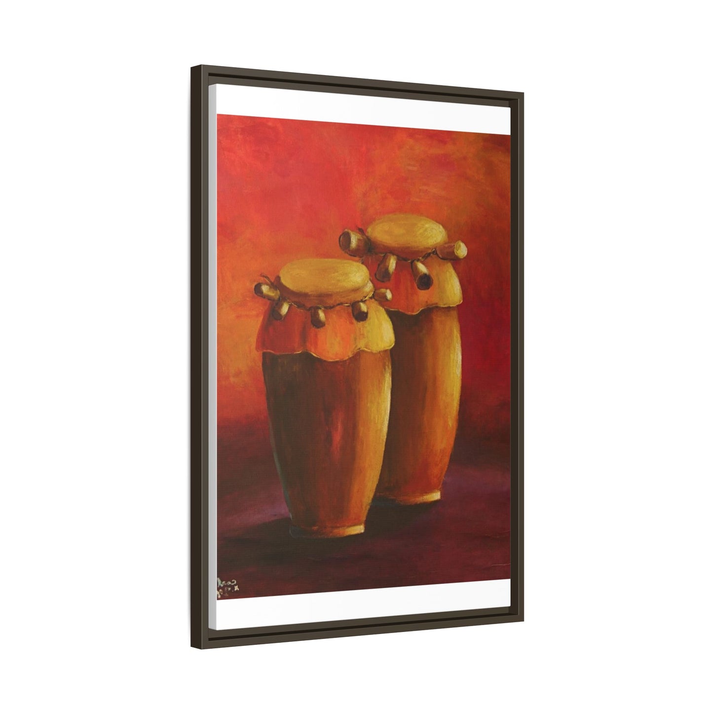 Canvas Wall Art - Haiti Cultural Drum, Matte Canvas, Framed