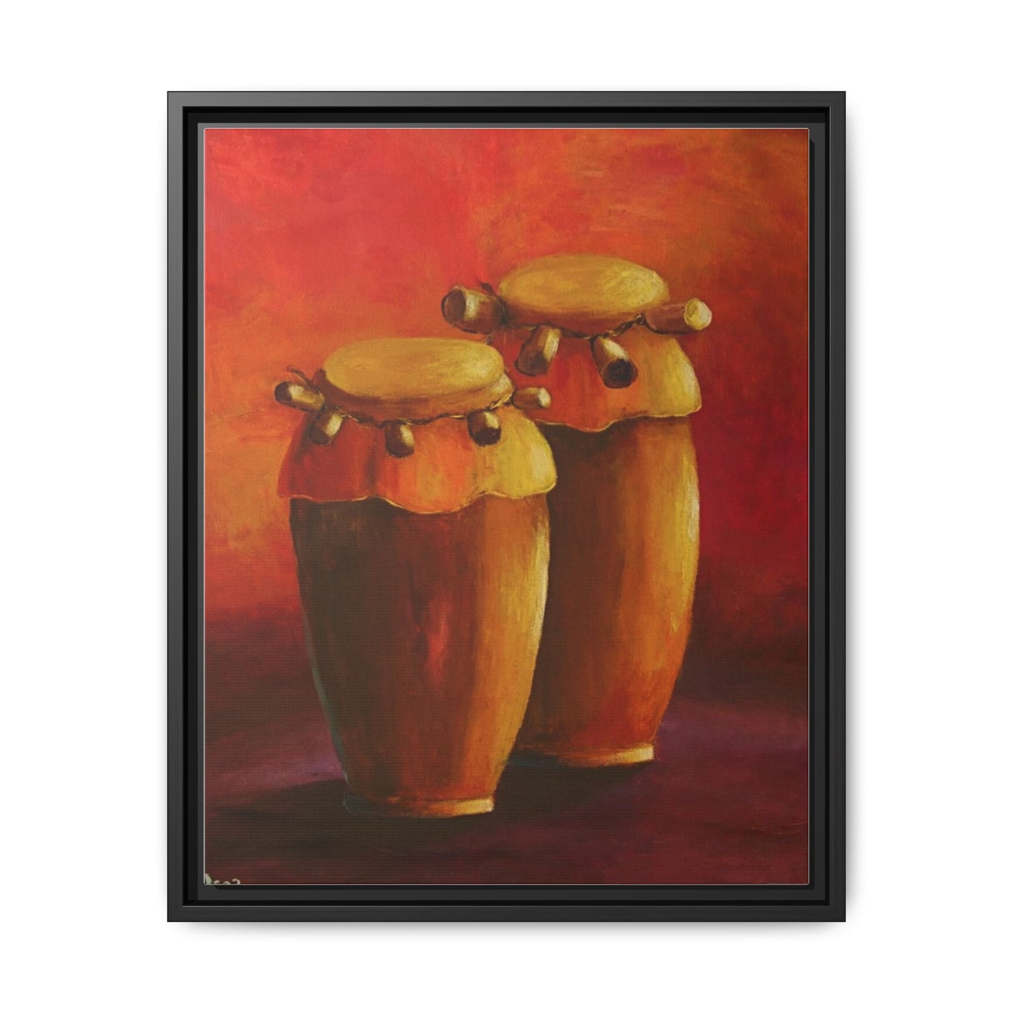 Canvas Wall Art - Haiti Cultural Drum, Matte Canvas, Framed