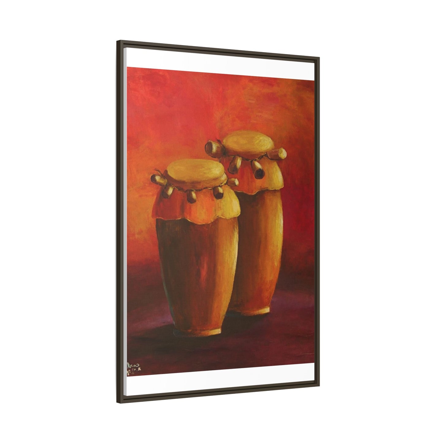 Canvas Wall Art - Haiti Cultural Drum, Matte Canvas, Framed