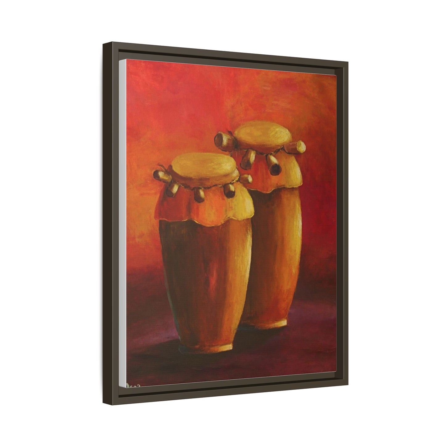 Canvas Wall Art - Haiti Cultural Drum, Matte Canvas, Framed