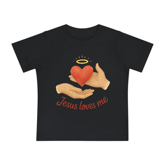 Children's Faith-Themed Tee, Baby Short Sleeve T-Shirt: Cute Jesus Loves Me Shirt, Toddler Gift, Baby Shower, Christian Apparel, Summer Wear