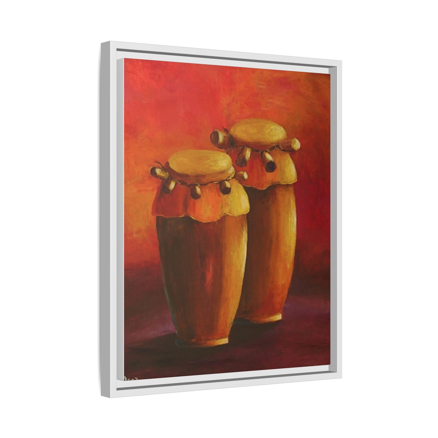 Canvas Wall Art - Haiti Cultural Drum, Matte Canvas, Framed