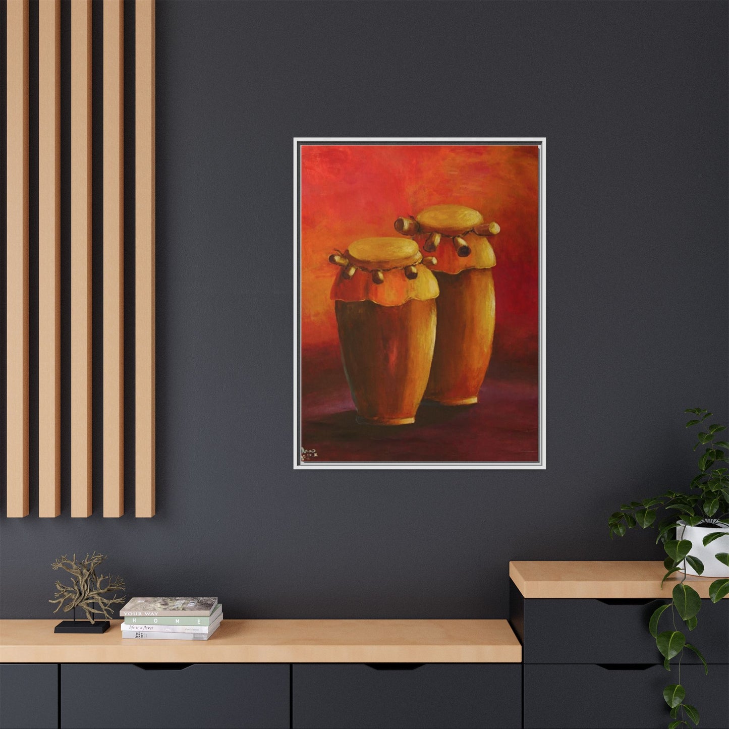 Canvas Wall Art - Haiti Cultural Drum, Matte Canvas, Framed