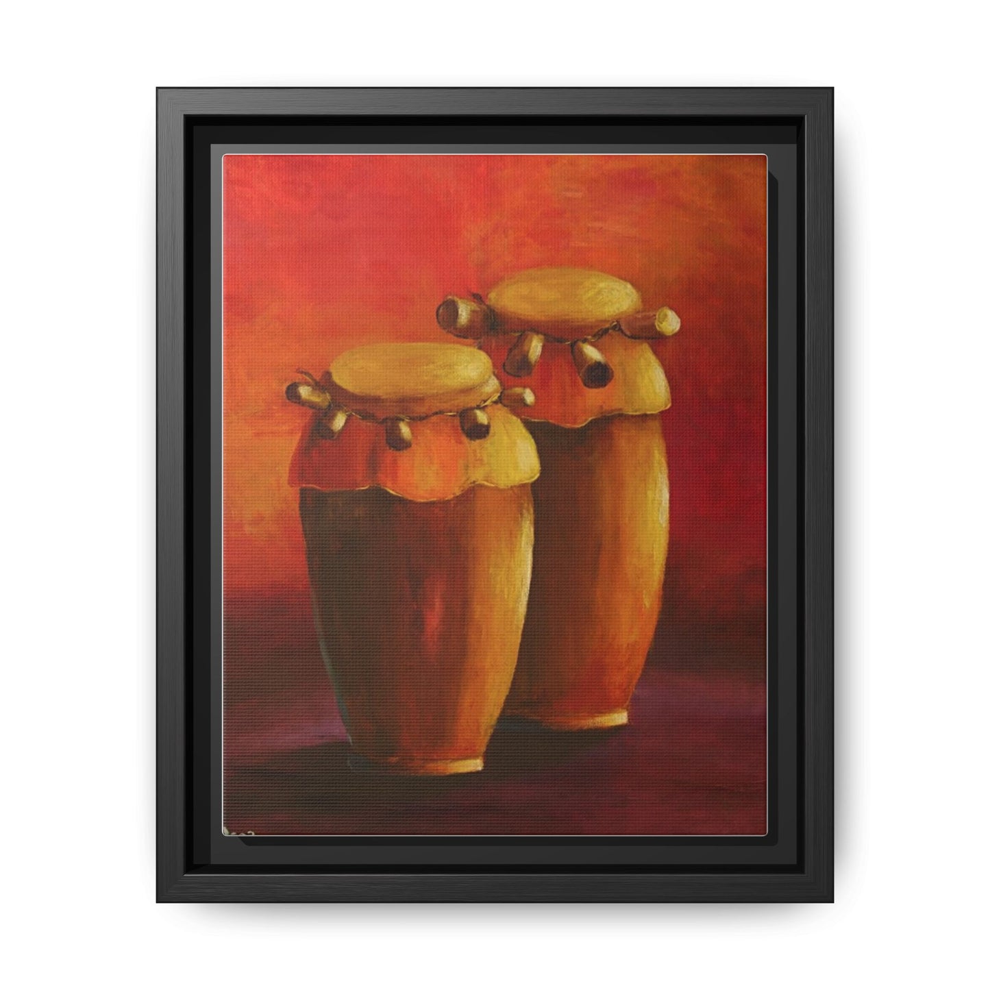 Canvas Wall Art - Haiti Cultural Drum, Matte Canvas, Framed