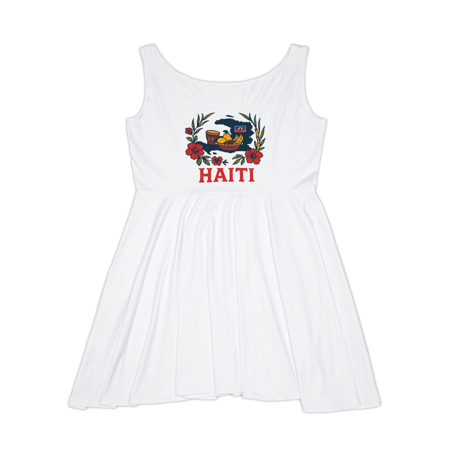 Haitian Pride Women's Skater Dress, Tropical Summer Dress, Casual Wedding Guest Attire, Beach Party Outfit, Vacation Dress