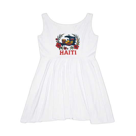 Haitian Pride Women's Skater Dress, Tropical Summer Dress, Casual Wedding Guest Attire, Beach Party Outfit, Vacation Dress